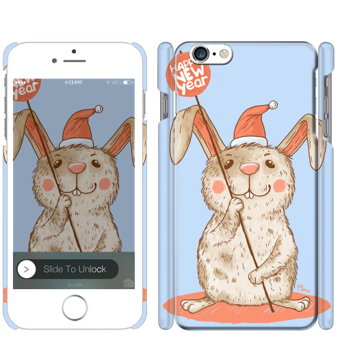 Чехол матовый для iPhone 7 Happy NEW year,  купить в Москве – интернет-магазин Allskins, новый год, улыбка, животные, пикник, заяц