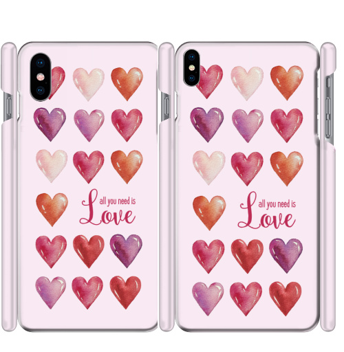 Чехол глянцевые для iPhone X Всё что нам нужно - это только любовь,  купить в Москве – интернет-магазин Allskins, любовьсердце, любовь, сердце, акварель, любимой, красный, красота, розовый