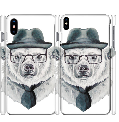 Чехол глянцевые для iPhone X Белый медведь в шляпе,  купить в Москве – интернет-магазин Allskins, крутые животные, белыймедведь, белыемишки, животные, медведь, вдохновение, милые животные
