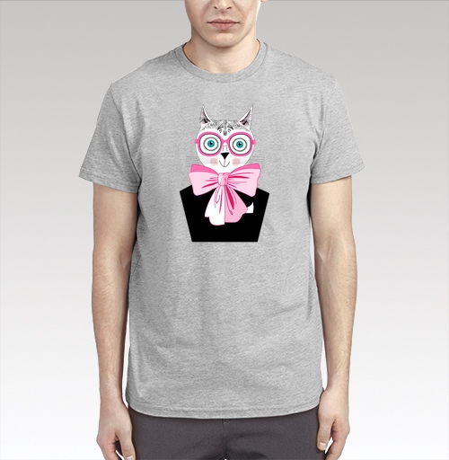 Фотография футболки узор из котов хипстеров