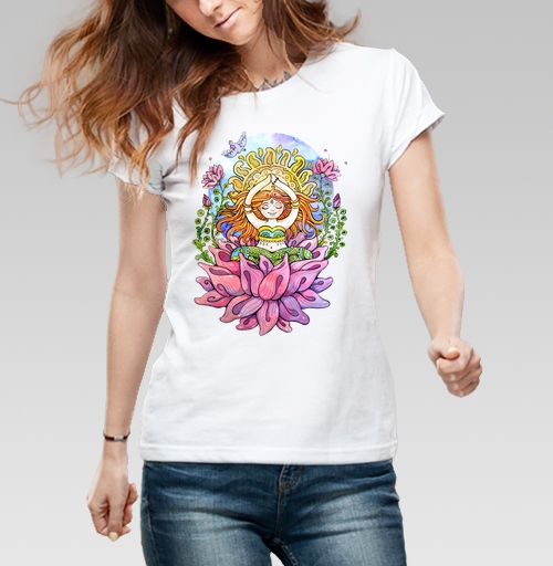Фотография футболки Йога дюймовочка на цветке