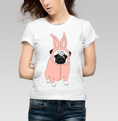 Фотография футболки Мопс в костюме кролика