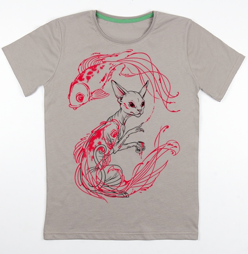 Фотография футболки Кот и рыбки
