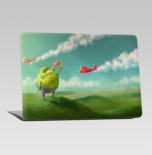 Наклейка на Ноутбук Macbook Air 2018-2020 – Macbook Air Мистер Жаба,  купить в Москве – интернет-магазин Allskins, милые животные, небо, цвет, детские, лягушка