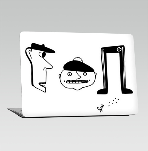 Наклейка на Ноутбук Macbook Air 2018-2020 – Macbook Air Гоп,  купить в Москве – интернет-магазин Allskins, черно-белое, типографика, хулиган, персонажи, черное и белое, надписи