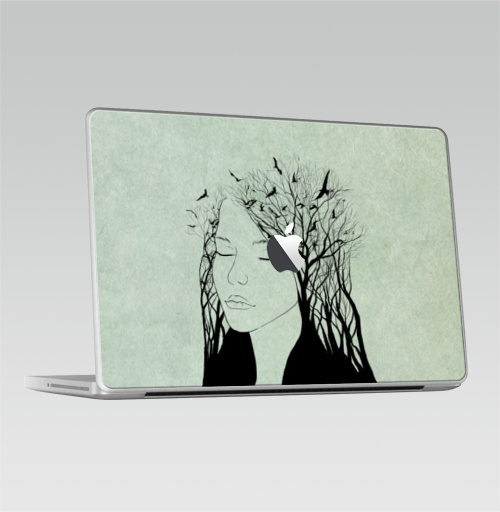 Наклейка на Ноутбук Macbook 2009-2010 – Macbook Чувства,  купить в Москве – интернет-магазин Allskins, птицы, любовь, девушка