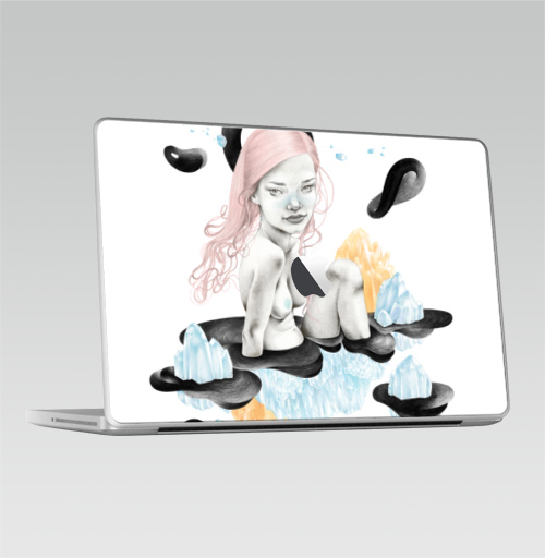 Наклейка на Ноутбук Macbook 2009-2010 – Macbook Кристальная,  купить в Москве – интернет-магазин Allskins, горный, кристальный, красота, волосы, девушка, кристалл, грудь, розовые