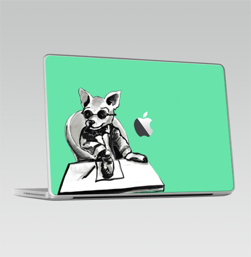 Наклейка на Ноутбук Macbook 2009-2010 – Macbook Маленький босс,  купить в Москве – интернет-магазин Allskins, cool, dog, персонажи, черно-белое, собаки, шеф, директор