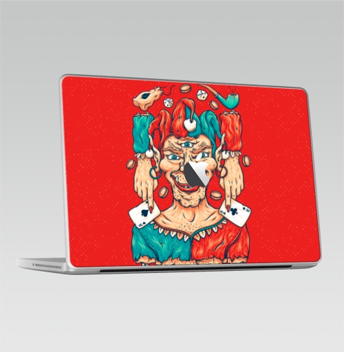 Наклейка на Ноутбук Macbook 2009-2010 – Macbook Безумный Джокер,  купить в Москве – интернет-магазин Allskins, психоделика, джокер, безумие, дикий, персонажи, покер, карты, сочный, человек