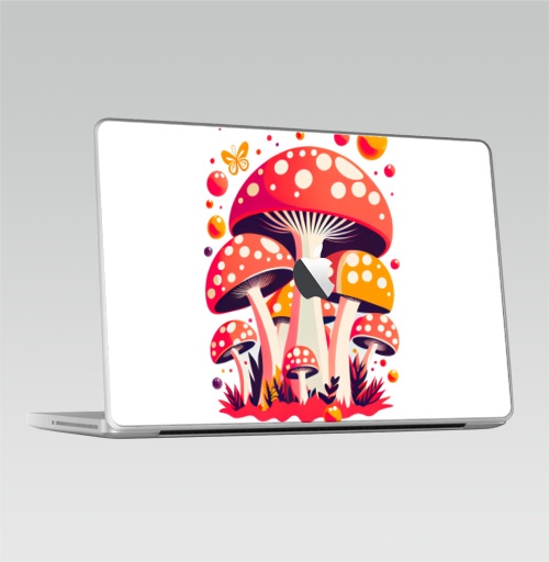 Наклейка на Ноутбук Macbook 2009-2010 – Macbook Красные мухоморы,  купить в Москве – интернет-магазин Allskins, грибы, мухоморы, красный, красочный