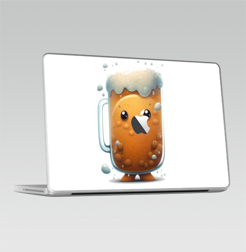 Наклейка на Ноутбук Macbook 2009-2010 – Macbook Милая кружка пива,  купить в Москве – интернет-магазин Allskins, стритарт, чай и кофе, пиво, мило, стакан, удивление