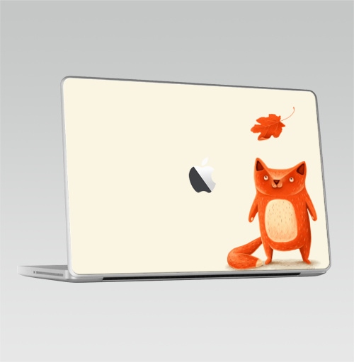 Наклейка на Ноутбук Macbook 2009-2010 – Macbook Я — осень,  купить в Москве – интернет-магазин Allskins, крутые животные, осень, оранжевый, лиса, животные, детские, милые животные