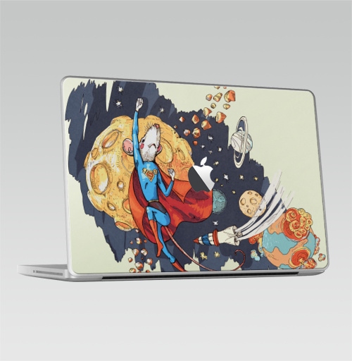 Наклейка на Ноутбук Macbook 2009-2010 – Macbook СуперМышь,  купить в Москве – интернет-магазин Allskins, летучая мышь, супермен, комиксы, космос, животные, мышь