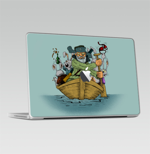 Наклейка на Ноутбук Macbook 2009-2010 – Macbook Дед Мазай,  купить в Москве – интернет-магазин Allskins, прикол, детские, легенда, весна, животные, заяц