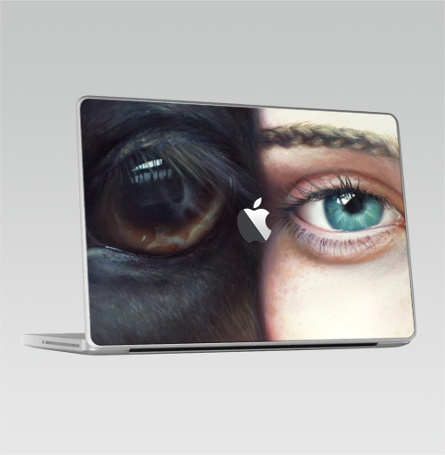 Наклейка на Ноутбук Macbook 2009-2010 – Macbook Хармони,  купить в Москве – интернет-магазин Allskins, лошадь, глаз, девушка, животные, портреты
