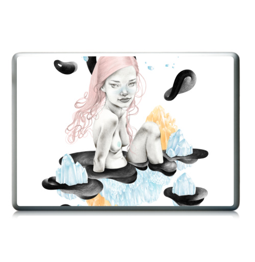 Наклейка на Ноутбук Ноутбук (любой размер) Ноутбук (любой размер) Кристальная,  купить в Москве – интернет-магазин Allskins, горный, кристальный, красота, волосы, девушка, кристалл, грудь, розовые