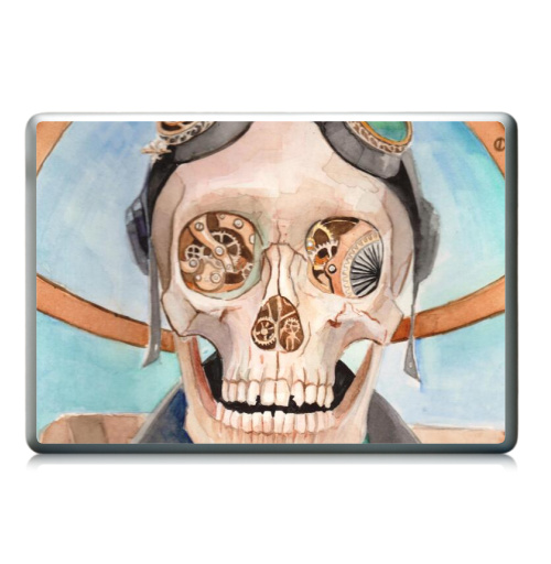 Наклейка на Ноутбук Ноутбук (любой размер) Ноутбук (любой размер) Скелет-пилот,  купить в Москве – интернет-магазин Allskins, мистика, череп, стимпанк, скелет, полёт, самолет
