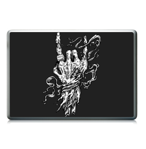 Наклейка на Ноутбук Ноутбук (любой размер) Ноутбук (любой размер) Роцк Рок Хард,  купить в Москве – интернет-магазин Allskins, стритарт, татуировки, рокнролл, скелет, череп, руки, черно-белое, графика