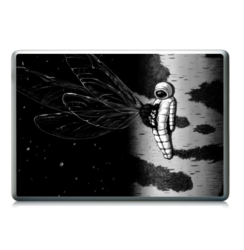 Наклейка на Ноутбук Ноутбук (любой размер) Ноутбук (любой размер) Береза,  купить в Москве – интернет-магазин Allskins, сюрреализм, астронавт, космос, фантастика, черно-белое, берёзки, космонавтика