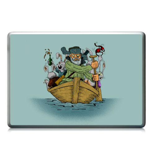 Наклейка на Ноутбук Ноутбук (любой размер) Ноутбук (любой размер) Дед Мазай,  купить в Москве – интернет-магазин Allskins, прикол, детские, легенда, весна, животные, заяц