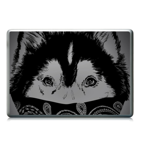 Наклейка на Ноутбук Ноутбук (любой размер) Ноутбук (любой размер) Пёс,  купить в Москве – интернет-магазин Allskins, крутые животные, собаки, персонажи, мафия, графика, белый, черный, животные, милые животные