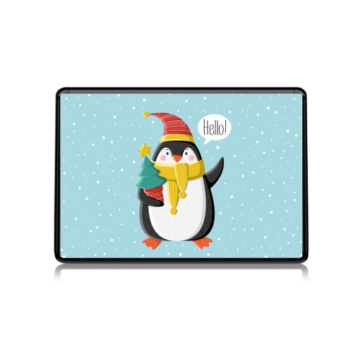 Наклейка на Ноутбук Ноутбук (любой размер) Нетбук Пингвин с ёлкой,  купить в Москве – интернет-магазин Allskins, шапка, снег, новый год, пингвин, детские