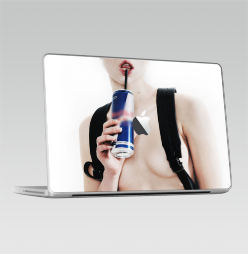 Наклейка на Ноутбук Macbook 2009-2010 – Macbook (c яблоком) Девочка с трубочкой,  купить в Москве – интернет-магазин Allskins, модели, секс, фотография