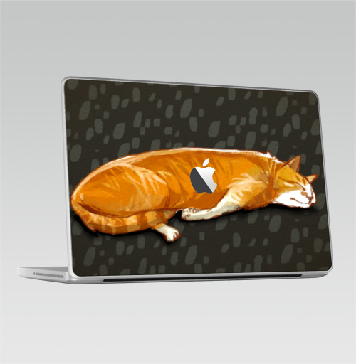 Наклейка на Ноутбук Macbook 2009-2010 – Macbook (c яблоком) Паттерн с рыжими котами,  купить в Москве – интернет-магазин Allskins, кошка, паттерн, животные, забавный, детские, рыжая