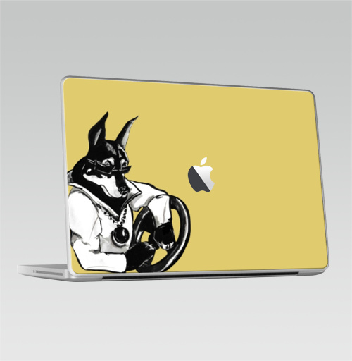 Наклейка на Ноутбук Macbook 2009-2010 – Macbook (c яблоком) Крутыш ,  купить в Москве – интернет-магазин Allskins, собаки, черно-белое, персонажи, dog, cool