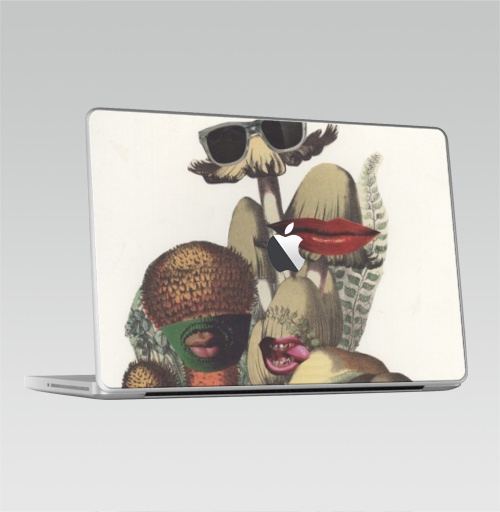 Наклейка на Ноутбук Macbook 2009-2010 – Macbook (c яблоком) Грибы с глазами,  купить в Москве – интернет-магазин Allskins, сюрреализм, коллаж, природа, прикол