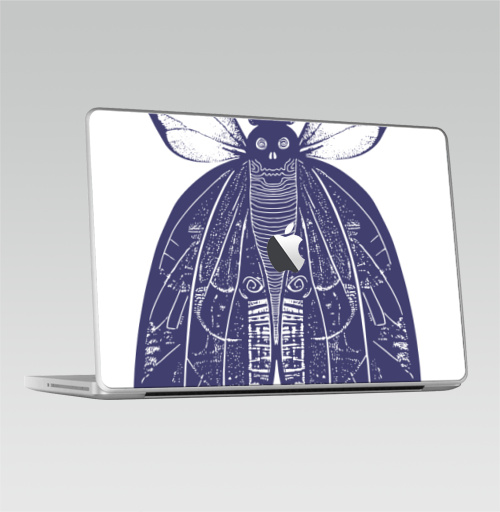 Наклейка на Ноутбук Macbook 2009-2010 – Macbook (c яблоком) Мотыль,  купить в Москве – интернет-магазин Allskins, бабочки, череп