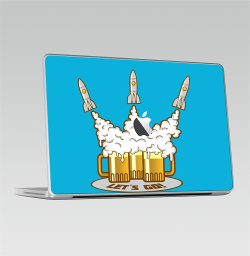 Наклейка на Ноутбук Macbook 2009-2010 – Macbook (c яблоком) Let`s Go!,  купить в Москве – интернет-магазин Allskins, пикник, ура!, космос, алкоголь, пиво