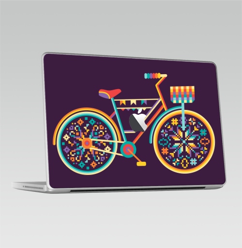 Наклейка на Ноутбук Macbook 2009-2010 – Macbook (c яблоком) Hippie Bike,  купить в Москве – интернет-магазин Allskins, велосипед, хиппи, женские