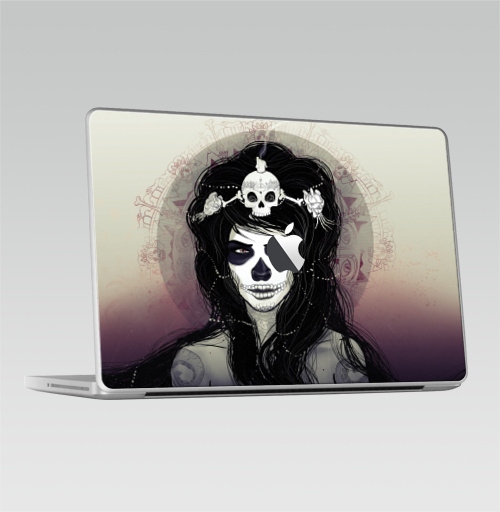 Наклейка на Ноутбук Macbook 2009-2010 – Macbook (c яблоком) Santa Muerte,  купить в Москве – интернет-магазин Allskins, муерте