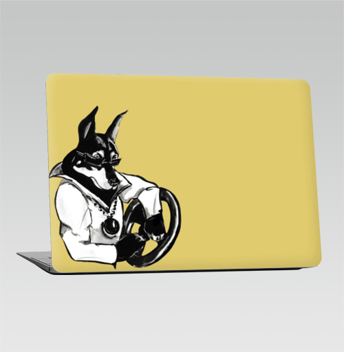 Наклейка на Ноутбук Macbook Air 2010-2017 – Macbook Air Крутыш ,  купить в Москве – интернет-магазин Allskins, собаки, черно-белое, персонажи, dog, cool