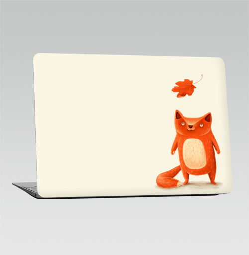 Наклейка на Ноутбук Macbook Air 2010-2017 – Macbook Air Я — осень,  купить в Москве – интернет-магазин Allskins, крутые животные, осень, оранжевый, лиса, животные, детские, милые животные