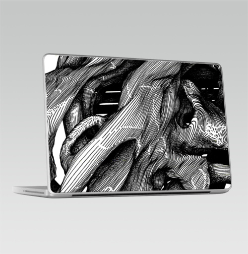 Наклейка на Ноутбук Macbook Pro 2008-2013 – Macbook Pro FUTUROOT,  купить в Москве – интернет-магазин Allskins, черно-белое, черный, графика, абстракция