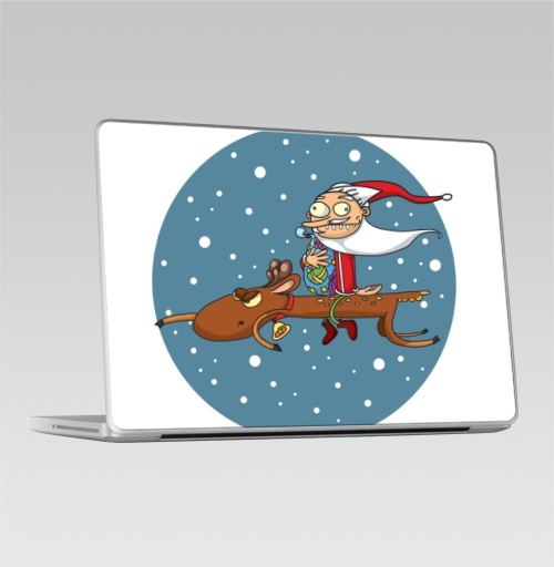 Наклейка на Ноутбук Macbook Pro 2008-2013 – Macbook Pro Ура праздники,  купить в Москве – интернет-магазин Allskins, новый год, дед мороз, олень, северный, счастье, поздравления, позитив