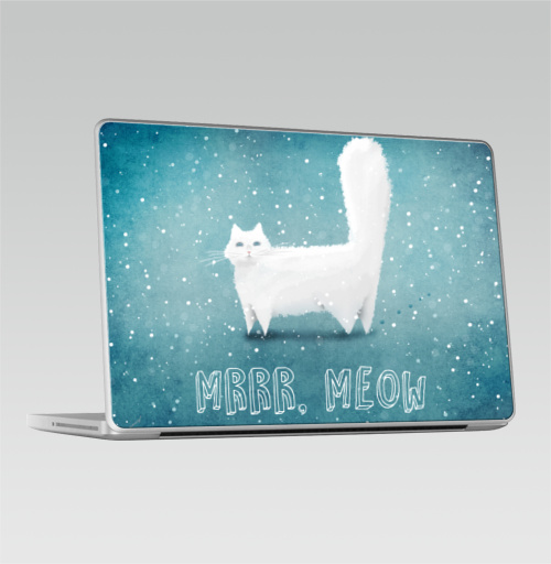Наклейка на Ноутбук Macbook Pro 2008-2013 – Macbook Pro Снежный кот,  купить в Москве – интернет-магазин Allskins, крутые животные, снег, мило, кошка, мяу, пушистое, создание, смотрит, зима