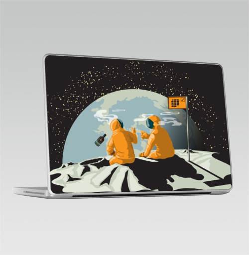 Наклейка на Ноутбук Macbook Pro 2008-2013 – Macbook Pro Домой...,  купить в Москве – интернет-магазин Allskins, черный, луна, земля, алкоголь, космос, автомобиль, желтый