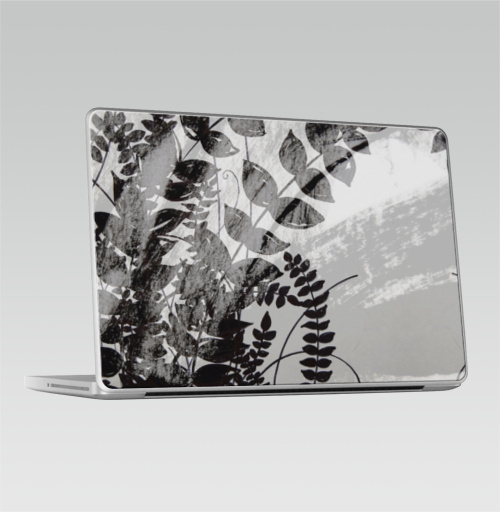 Наклейка на Ноутбук Macbook Pro 2008-2013 – Macbook Pro Растения,  купить в Москве – интернет-магазин Allskins, черно-белое, растение, растительный, серый, черный, белый, графика