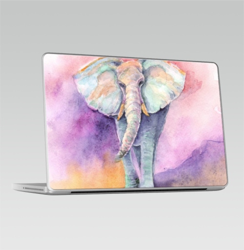 Наклейка на Ноутбук Macbook Pro 2008-2013 – Macbook Pro Весенний слон,  купить в Москве – интернет-магазин Allskins, позитив, настроение, акварель, слоны, радость