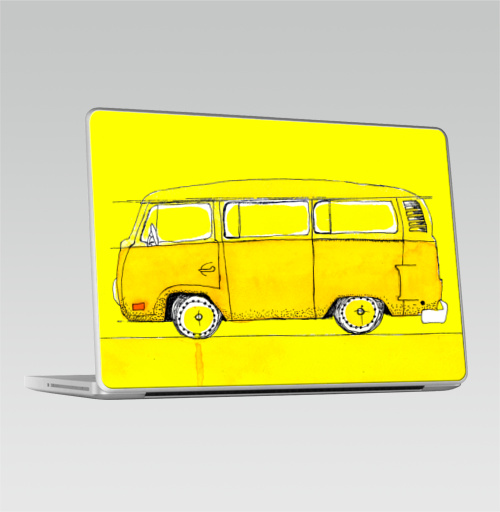 Наклейка на Ноутбук Macbook Pro 2008-2013 – Macbook Pro Жёлтый Автобус,  купить в Москве – интернет-магазин Allskins, автомобиль, желтый, хиппи