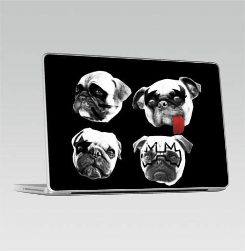 Наклейка на Ноутбук Macbook Pro 2008-2013 – Macbook Pro Мопсс,  купить в Москве – интернет-магазин Allskins, крутые животные, животные, Мопс, собаки, группа, музыка, милые животные, рокнролл