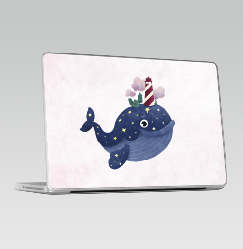 Наклейка на Ноутбук Macbook Pro 2008-2013 – Macbook Pro Кит хранитель маяка,  купить в Москве – интернет-магазин Allskins, милые животные, небо, нежно, космос, звезда, морская, маяк, киты