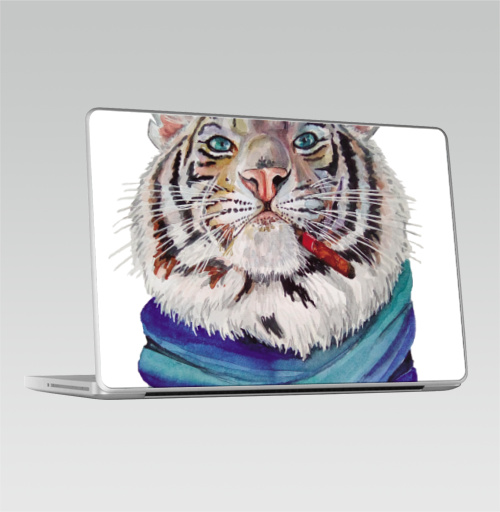 Наклейка на Ноутбук Macbook Pro 2008-2013 – Macbook Pro Харизма,  купить в Москве – интернет-магазин Allskins, крутые животные, характер, хардкор, акварель, тигры, белый