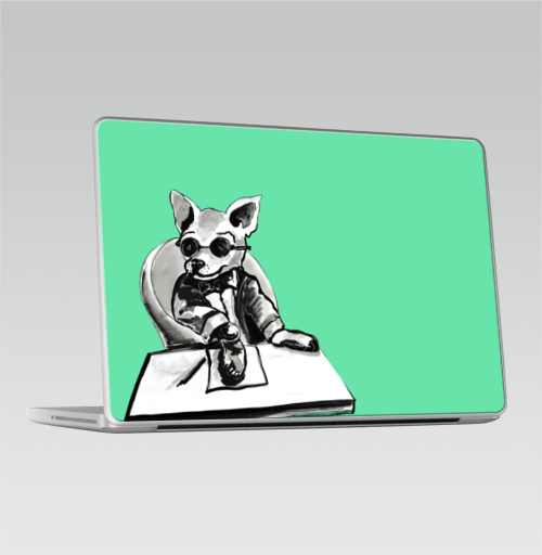 Наклейка на Ноутбук Macbook Pro 2008-2013 – Macbook Pro Маленький босс,  купить в Москве – интернет-магазин Allskins, cool, dog, персонажи, черно-белое, собаки, шеф, директор