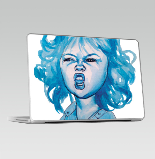 Наклейка на Ноутбук Macbook Pro 2008-2013 – Macbook Pro Трээээш,  купить в Москве – интернет-магазин Allskins, синий, акварель, ребенок, девушка, эмоция, хардкор