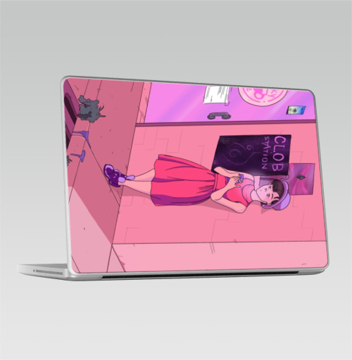 Наклейка на Ноутбук Macbook Pro 2008-2013 – Macbook Pro Розовый вечер,  купить в Москве – интернет-магазин Allskins, розовый, кафе, девушка, улица, искусство, молота, вечер