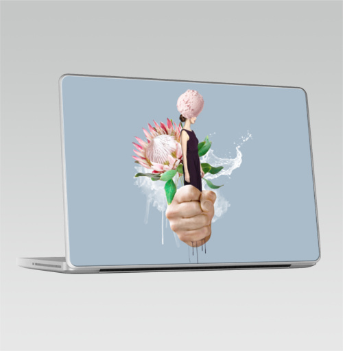 Наклейка на Ноутбук Macbook Pro 2008-2013 – Macbook Pro Пастельный букет,  купить в Москве – интернет-магазин Allskins, букет, цветы, девушка, мороженое, акварель, белый, вода, нежно, пастельный, психоделичный